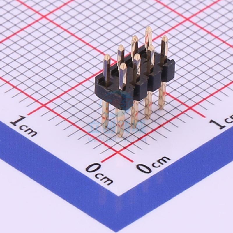 杜邦2.0排针180度双排2×4p 高u镀金抗氧化-星坤电子